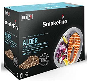 Weber Pellets de Madera - Madera de Aliso (8kg), perfectos para ahumar pescado, madera 100% natural, producto de la UE, certificada FSC sostenible (18290)