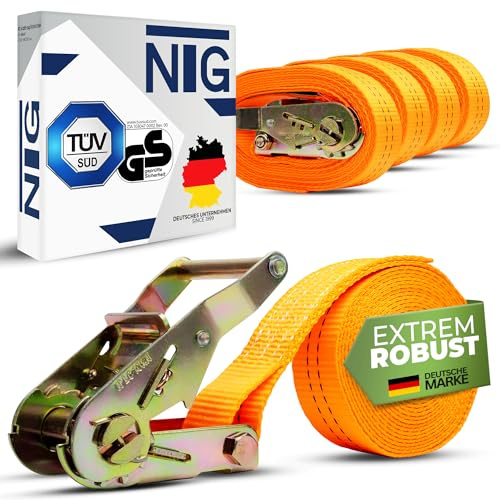 NTG 20 PEZZI Cinghie di fissaggio lunghe 6 m 2 t (2000 daN, kg) - Testato TÜV/GS - in un unico pezzo, larghezza 35 mm con rattifica in acciaio zincato - robusto e resistente agli agenti atmosferici