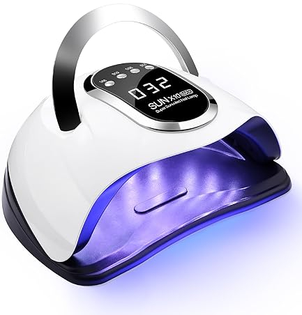 FAOKZE 220W Nageltrockner Lampe,UV lampe für acrylnägel,60 LED Lampe für Nägel,UV lampe für shellac nägel,Digital Anzeigebildschirm 10/30/60/99s Timer,Geeignet für alle Gel Nagellack(White)