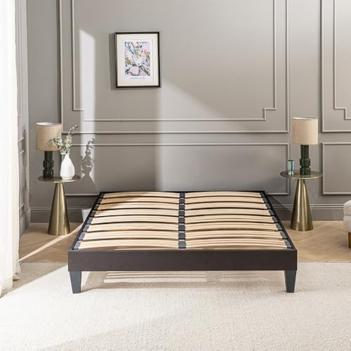 Olympe Literie | Sommier à Lattes en Bois 200x220 cm avec Pieds – Cadre de Lit Robuste et Stable – Hauteur 30 cm – Facile à Monter – Gris Anthracite