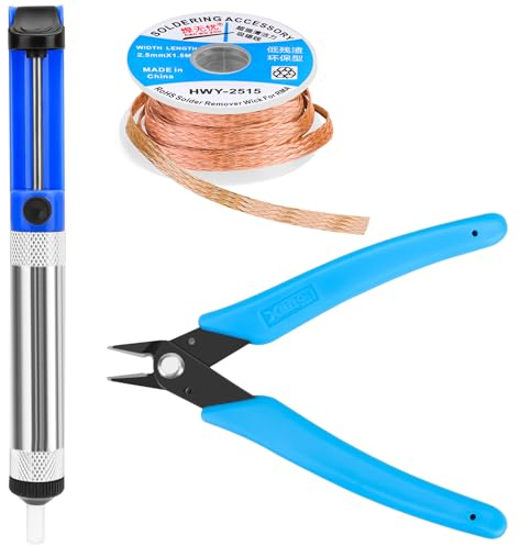 Entlötpumpe, Entlötdocht, Mikro-Scherdrahtschneider, 3-teiliges Lötwerkzeug-Set, Lötkolben-Assistenzzubehör DIY-Kit