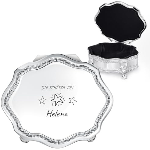 Maverton dekorative Vintage Schmuckschatulle in Antikform mit Gravur - Schmuckkästchen aus versilberter Edelstahl - Metall Schmuckdose für Mädchen und Frauen - Jewelkeeper Schmuckbox - Sterne