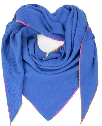 Glamexx24 XXL halsduk för män eller kvinnor. Bomullssjal med färggradient i sömmen. Vinterhalsduk Mycket varm och mjuk på huden tillverkad i Italien, Kungsblå, XXL