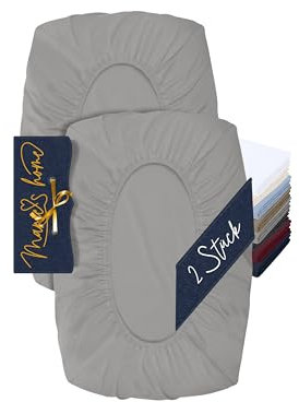 Marie´s Home 2er Pack Kissenbezug für Nackenstützkissen - Kopfkissenbezug für Nackenkissen - Spannbezug und Kissenbezug 1627.2372, M (35-40 x 55-60 cm), Silber