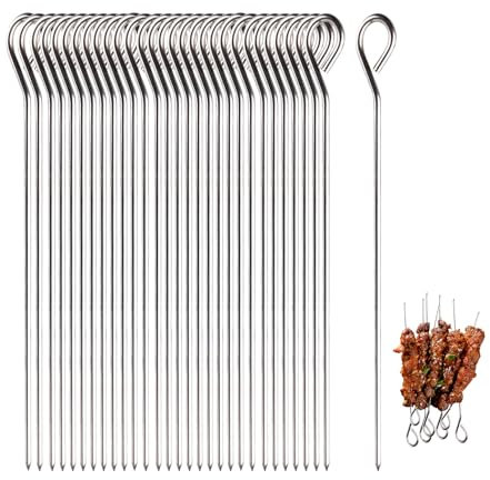 30 aghi per involtini, involtini in acciaio inox, involtini di manzo, spiedini di carne, spuntini per carne, spiedini per involtini di cavolo, ripieni di manzo riutilizzabili (1,8 x 15 cm)