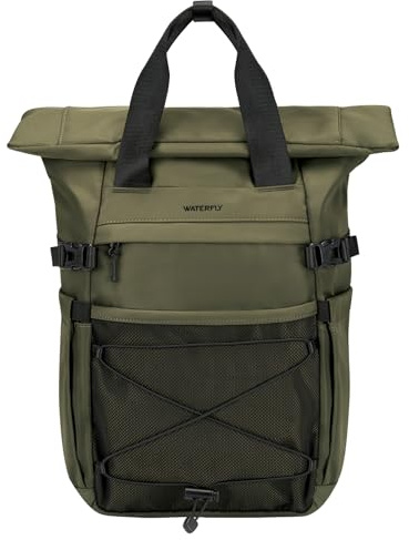 Waterfly Roll Top Backpack Rucksack: 16 Inch Laptop Compatible Casual Daypack for Women & Men, Lightweight Cabin Bag for Travel, Work, Commute & School