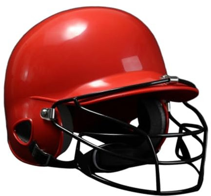 perfk Baseball Batting Helmet with Facemask, Protector Protective Gear Face Guard, Red