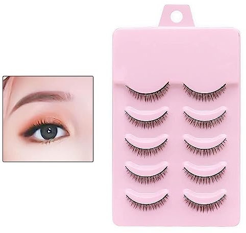 Lot de 5 paires de faux cils courts de 8 mm - Pour les yeux - Naturel - Ajustement parfait - Extensions de cils en fibre artificielle - Outils de maquillage pour femme