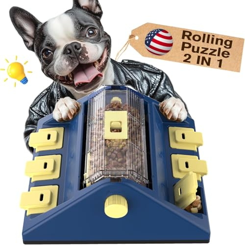 KADTC Dog Puzzle Toy, Large Size, 2 Levels of Challenge, Paw-Activated Rolling Treat Dispenser, Slow Feeder & Mental Stimulation for Small/Medium Dogs Enrichment Toys