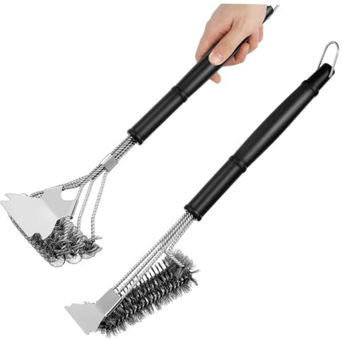 Abaodam 2 Piezas Cepillo para Parrilla De Acero Inoxidable Cepillo Limpiador para Barbacoa Raspador Metálico para Parrilla Limpia Barbacoa Al Aire