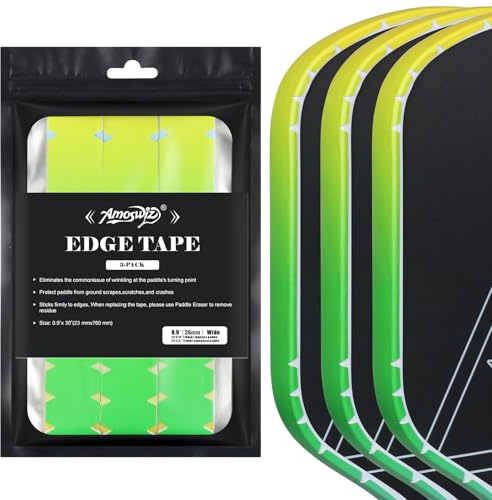 Amoswiz Pickleball Edge Guard Tape, Pickleball Protection Tapes 3 Pcs, Green to Yellow to Blue Gradiant Edge Tape, 26MM Width, No Wrinkling Edge Guard for 13MM & 16MM & 20MM Thicknesse Paddles
