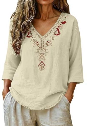 Tunique Femme Chic et Elegant Chemise Gaze De Coton Femme Chemisiers Femmes Chemisier Fete Chemises Et T-Shirts Randonnée Violette Coeur Rayee Bleu Voile Blanche Chic Élégant Beige