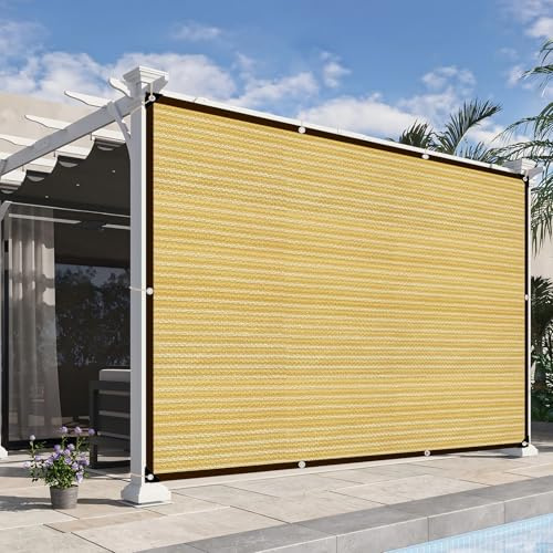 Skuggnät med öljetter 1 x 2 m, 90 % UV-skydd – skuggnät, beige som växtskydd och solskydd för växthus, trädgård, terrass, balkong, växthus