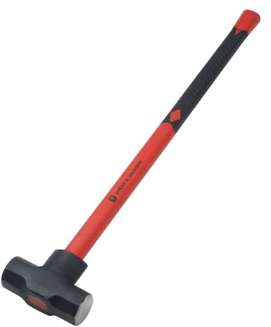 Spear & Jackson SJ-DSH112FG glasfiber-dubbelsidig släggare – 7 lb, tung last, polerade avfasningsytor, långt glashandtag, skyddskrage, BS876 värmebehandlad