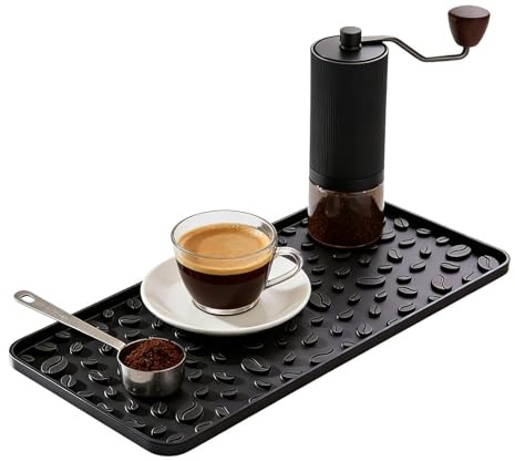 Generisch Tappetino per caffè antiscivolo, 40 x 20 cm, resistente al calore, in silicone, per scolapiatti, acqua, tazze, , banconi, bar, cucina, appartamento