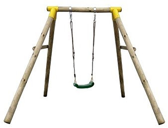 Spilli Outdoor World Altalena singola DeLuxe 'Rowan' con giunti GIALLI e sedile verde