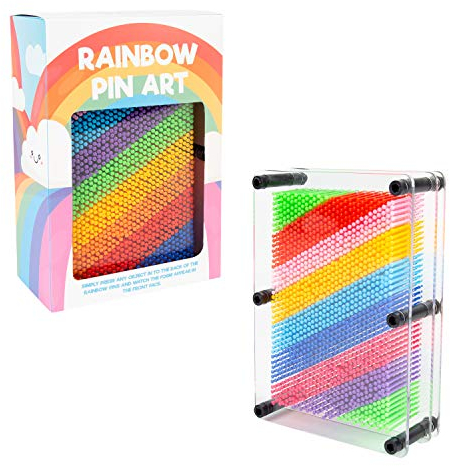 Global Gizmos 45149 Rainbow Pin Art Impression Toy/Ideal for Home and Office/Novelty Fun Gift / 3D Fun Desktop Sculpture Gadget/Classic Retro Game / 18cm x 13cm