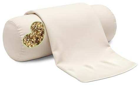 Bean Products WheatDreamz Neck Roll Pillow + Natural Case - 100% Organic Cotton - Filled with Organic Millet - 4 x 12+case