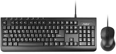 ADJ Pure Evo KT108 Set Multimedia-tangentbord & mus Kabel USB, QWERTY, PC/Laptop/Notebook Windows, 1.5 meter kabel, 113 knappar, Ergonomisk, Ergonomisk 6D-mus 3600DPI, Svart
