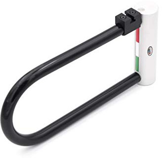 Rielda SH3 - Candado de aluminio con arco de 16 mm para bicicleta y moto, reprogramable, 100% fabricado en Italia, arco de acero templado revestido de goma (blanco)