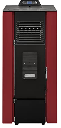 STUFE A PELLET ITALIA Canada 14 KW Kanalisiert | Pelletöfen Effizienz 89% Heizt 130m² Autonomie 15 Std. Programmierbar 5 Geschwindigkeiten und Leistungsstufen 24 Monate Garantie Rot