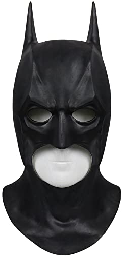 SINSEN Adult Bat Mask for Men Superheroe Bruce Wayne Full Mask Knight Cosplay Costume Prop for Halloween Party Dark (A)