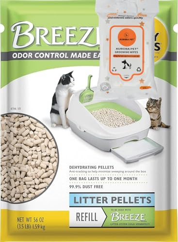 Cat Breeze Litter Pellets, Refill 3.5 Pounds with Aurora Pet Wet Wipes