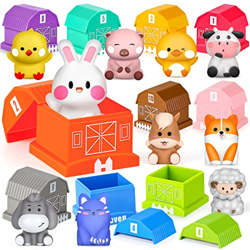 Joyreal Farm Animals Toys - Toddler Learning Montessori Stacking Educational Toys Plane Travel for Toddlers Gift for Girls Boys