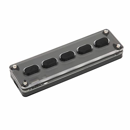 Programmierbare Einhand-Tastatur mit 5 Tasten, Kabelgebundene USB-programmierbare Tastatur, Silikon-Stummschaltung, Kabellose -Tastatur für Büro, Gaming, Musik (Schwarz)