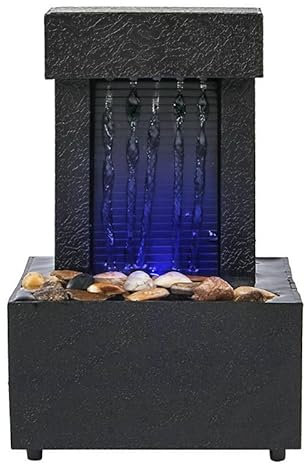 Fontaine D'eau De Table à LED En Forme De Cascade D'intérieur, Design Moderne Contemporain Avec éléments Zen, Charme Naturel Pour la Décoration du Bureau Et de la Maison, Sons Tranquilles Et Méditatif