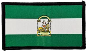 Parches Bordados Bandera Andalucía con Colores Oficiales - Escudo bordado - Parches Moteros Bordados - Parches Militares, parche Andalucía (Andalucía)