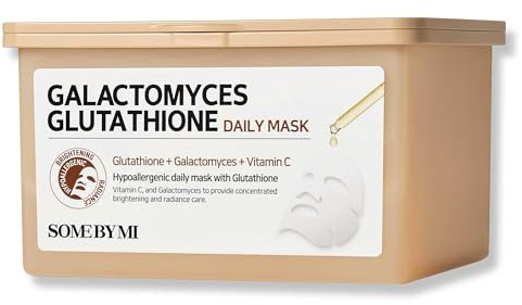 SOME BY MI Galactomyces Glutathione Daily Mask – 30 Stück – Aufhellende Vitamin-C-Maske für strahlende Haut – Vegane Tuchmaske – Koreanische Hautpflege