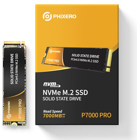 PHIXERO P7000Pro 1TB M.2 NVMe SSD - PCIe Gen4x4-7000 MB/s Lesegeschwindigkeit | Bis zu 3-mal schneller als herkömmliche SSD | Ideal für PS5, Gaming & Videobearbeitung