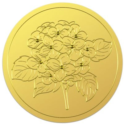 WADORN 100Pcs Hydrangea Gold Foil Embossed Stickers, 2 Inch Blooming Flower Self Adhesive Envelopes Seals Sticker Labels Vintage Floral Gold Seals Stickers for Invitation Card Party Birthday Gift