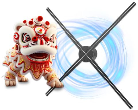 3D Hologram Fan, 26in 3D Hologram Projector Advertising Display, Hologram Fan Projector 2000x1536 Resolution 768 LED Light Beads (UK Plug)