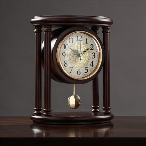 NSTVVEE Horloge de cheminée Classique, Horloge de Table créative en Bois avec Pendule, Horloge de cheminée Vintage Moderne pour Salon, Chambre à Coucher, Bureau