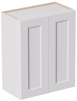 Mkosoll Solid Wood Laundry Room Wall Cabinets, 24 Inch Wide 12 Deep Large Hanging Storage Cabinets, RTA Medicine Organizer with 2 Shaker Doors, Easy Assembly for Kitchen, Bathroom - White