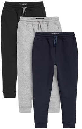 NEXT Garçon Pantalon de Jogging Slim, Lot de 3 Black/Grey/Navy 8 Ans