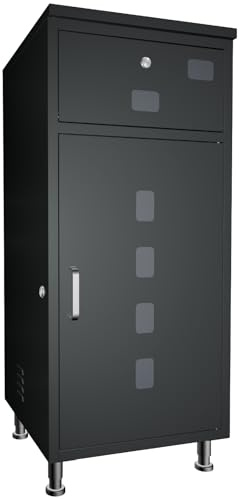 buzon Paquetes exterior80x40x40cmPuede ser Bloqueado, Montaje en Pedestal, Estanco, Antirrobo，Buzón Exterior para Paquetes y correspondenciaNegro de carbón.