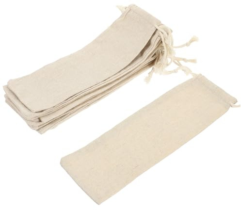 Ipetboom 10 Pezzi Sacchetti Posate in Cotone con Coulisse da Borse Porta Bacchette Forchette e Cucchiai Riutilizzabili Tasche Compatte per Trasporto e Conservazione per Picnic e Pranzi