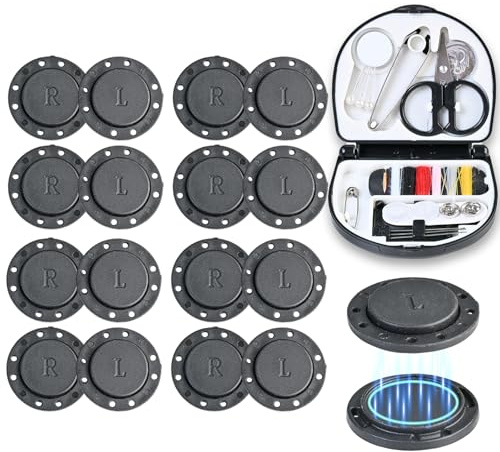 Kaiyzo Botones Magnéticos, 6 Pares de Cierres Magnéticos 26 mm, Kit de Costura Portátil para Ropa, Bolsos y Proyectos DIY