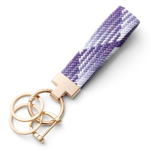 CHUQING Porte-clés de voiture en macramé - Court - Élastique - En tissu - Cadeau - Style bohème - Pour femmes et filles