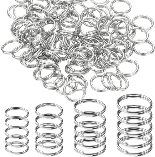JCKD 400 pièces Anneaux ouverts de 6,8,10 et 12 mm,mini-anneaux en O à double anneau, accessoires pour porte-clés,adaptés à la fabrication de bijoux,colliers,bracelets,au bricolage et à la décoration