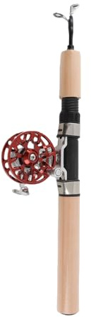 Cufaee Juego de cañas de Pescar en Hielo, caña telescópica de Pesca en Hielo de Invierno con Juego de Carrete FD50, caña de Pescar portátil para Agua Salada, Agua Dulce (Rosa)