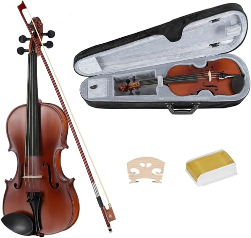 Classic Cantabile Student Violinenset 3/4 (Einsteiger/Schülerinstrument, Geige, Boden & Zargen aus Ahorn, Massive Fichtenholz Decke, Ahorn Steg, Inkl. Etui, Bogen und Kolofonium)