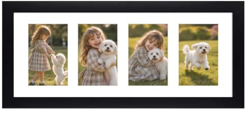 Golden State Art Collage Picture Frame 8x20 Matted 4 4x6 Photos Wood Black