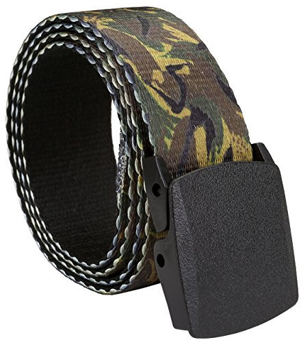 FALETO Herren Jungen Gürtel Anti Allergie Stoffgürtel mit automatisch Glatt Schnalle Camouflage Design Jeansgürtel Belts 113cm + Original Geschenkbox (Gelb Camouflage)