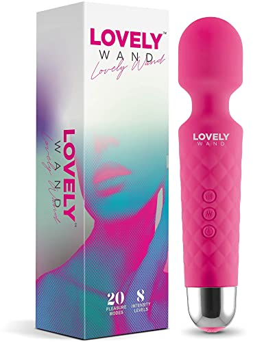 Vibrator by Lovely Wand - Powerful Personal Wand Massager for Women - Water-Resistant, Wireless, Handheld - 20 Vibration Modes & 8 Speeds - Adult Sex Toy, G Spot Stimulation, Dildo, Vibrator (Pink)