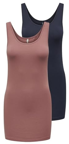 Only Lot de 2 débardeurs Onllive Love New Long TT Noos pour Femme Sky/Pack:Night Sky/Withered Rose, XS