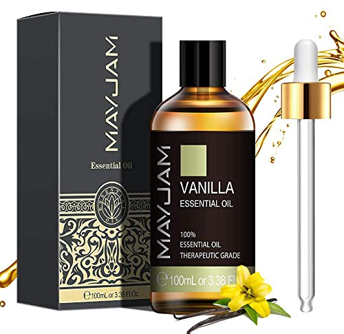 MAYJAM Vanille Ätherisches Öl 100ML, Vanilleöl für Diffusor, Luftbefeuchter, DIY, Home，Wardrobes